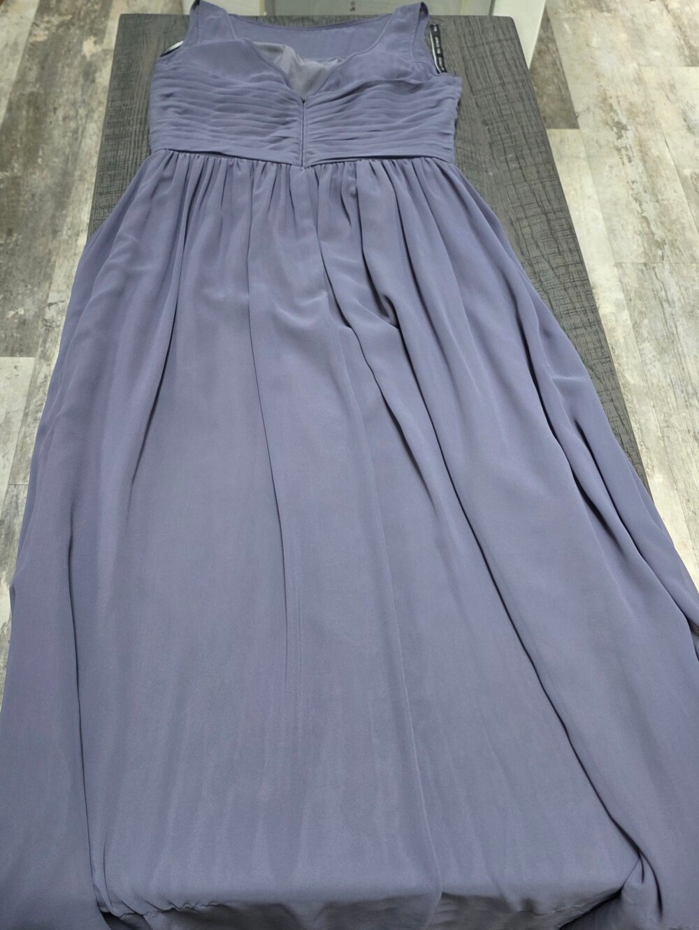 Bill Levkoff Sheer Yoke Pleated Chiffon Maxi Dress in Dusty Mauve (Size :14) - Picture 7 of 10